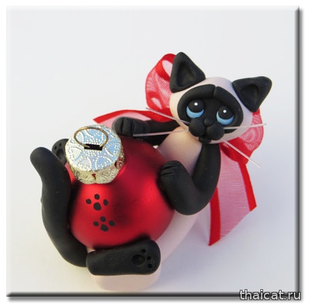 сиамская кошка елочная игрушка
