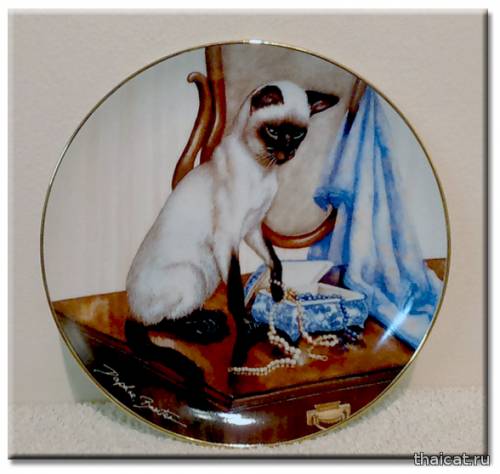 Винтажные декоративные тарелки с сиамскими кошками