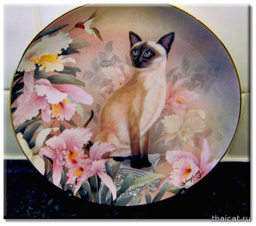 Винтажные декоративные тарелки с сиамскими кошками