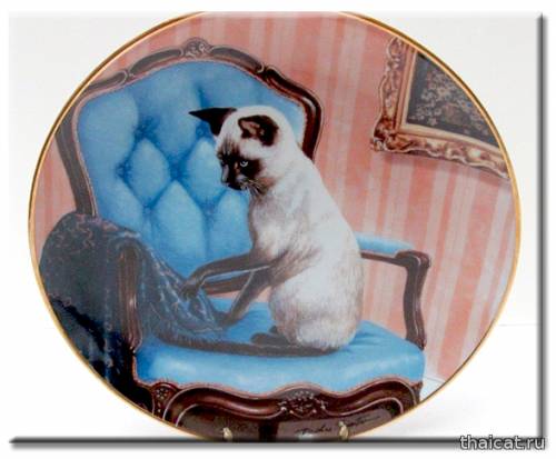 Винтажные декоративные тарелки с сиамскими кошками