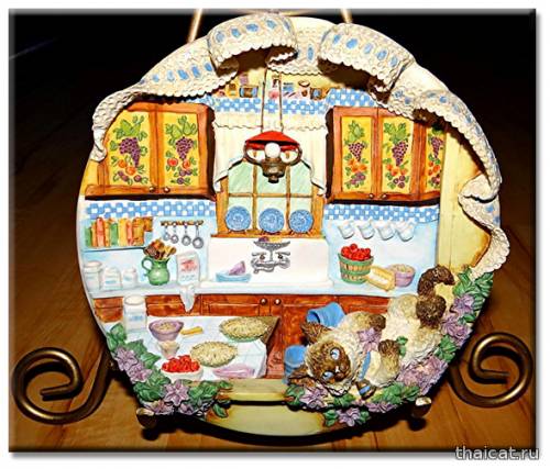 Винтажные декоративные тарелки с сиамскими кошками