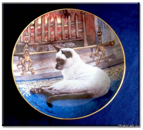 Винтажные декоративные тарелки с сиамскими кошками