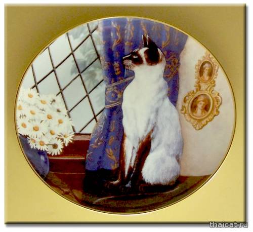 Винтажные декоративные тарелки с сиамскими кошками